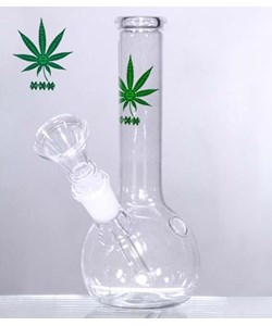 Bang en verre feuille de cannabis et logo XXX