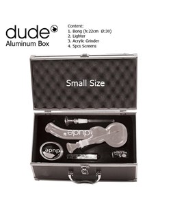 DUDE  22 cm Glass Bong in Aluminium Box